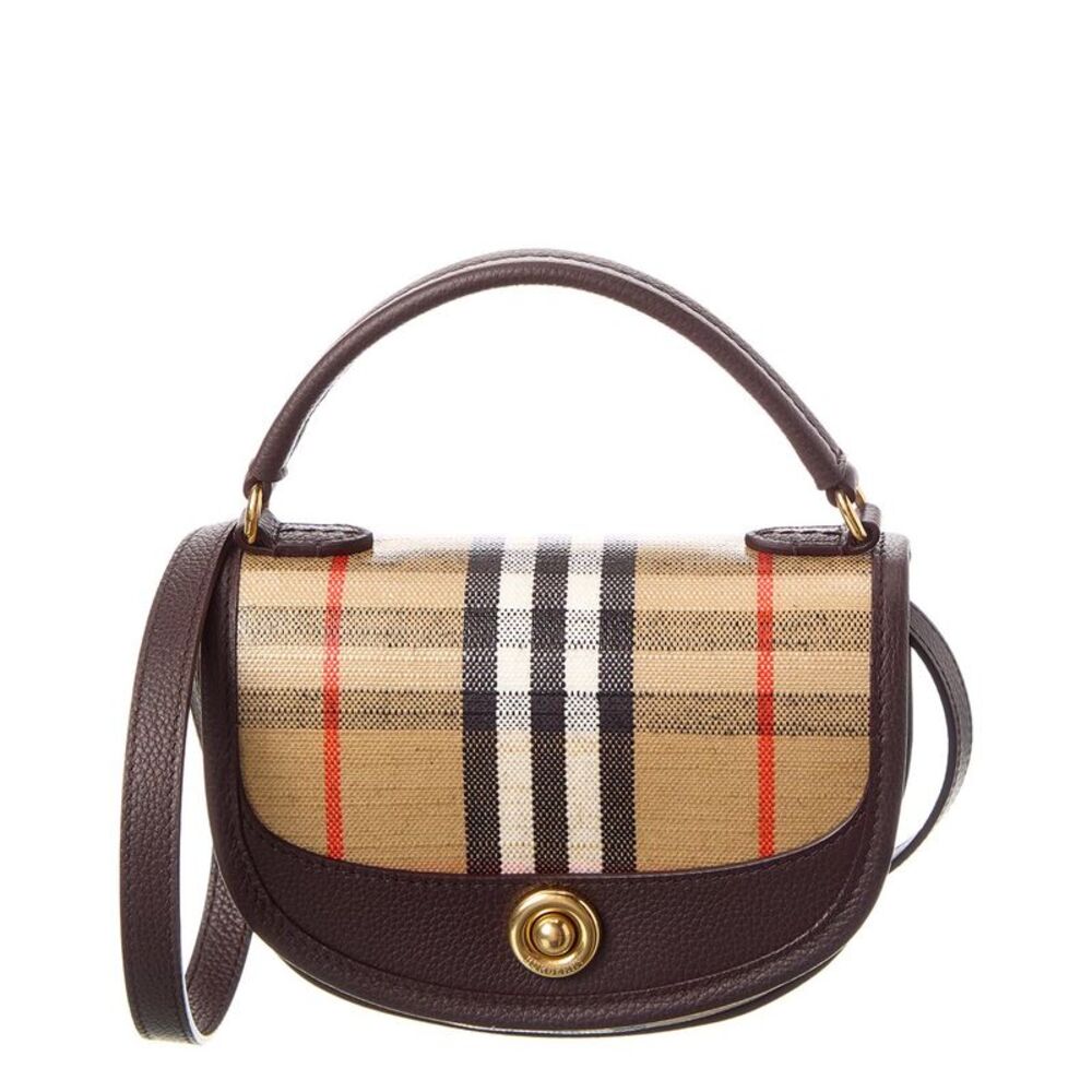 Burberry Highlands Mini Coated Canvas & Leather Shoulder Bag, Brown
